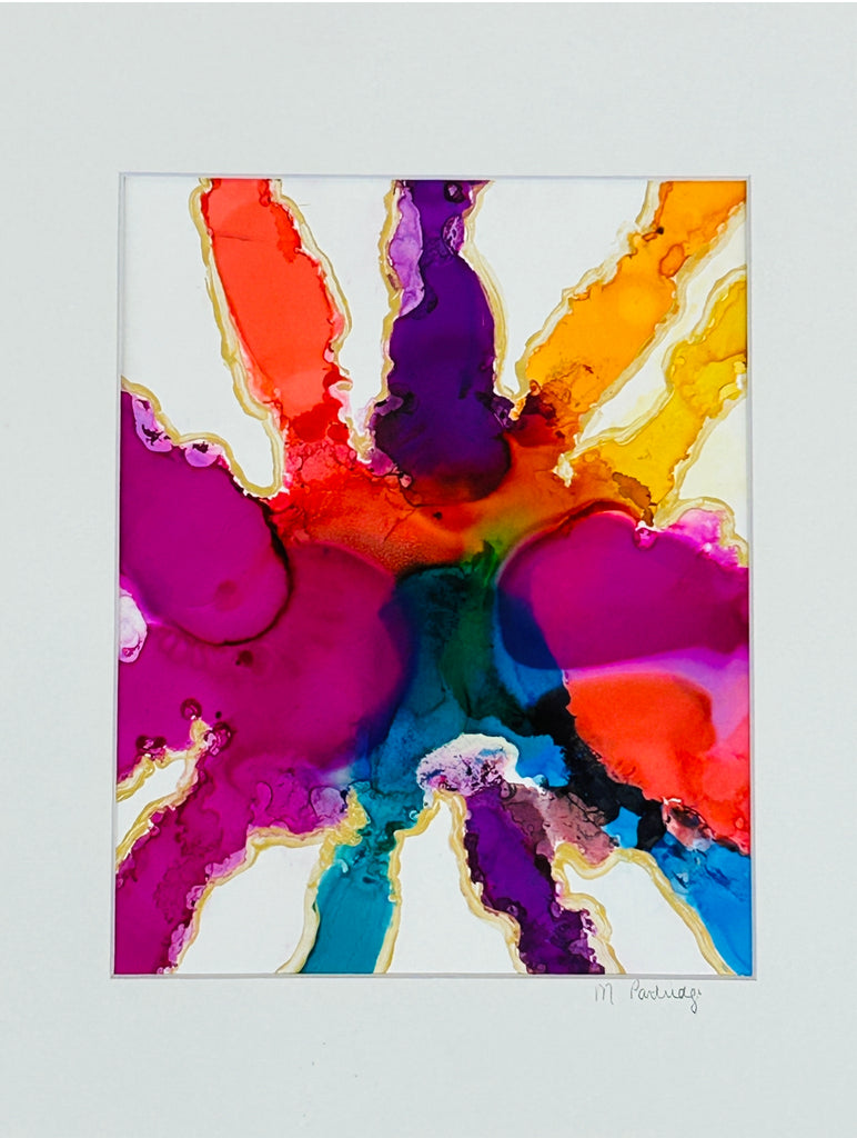 Color me in Rainbows #1 9”x12” Original Alcohol Ink on Yupo Paper